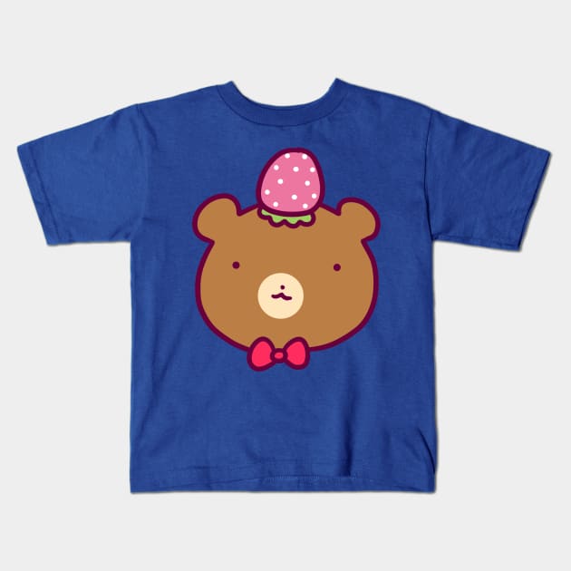 Strawberry Bear Face Kids T-Shirt by saradaboru